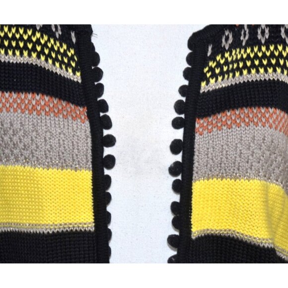 Together Ladies Open Yellow Black Cardigan Sweater Size 10 Striped Granny Core - Picture 3 of 12